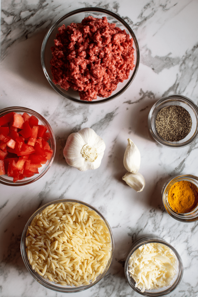 cheesy taco orzo skillet