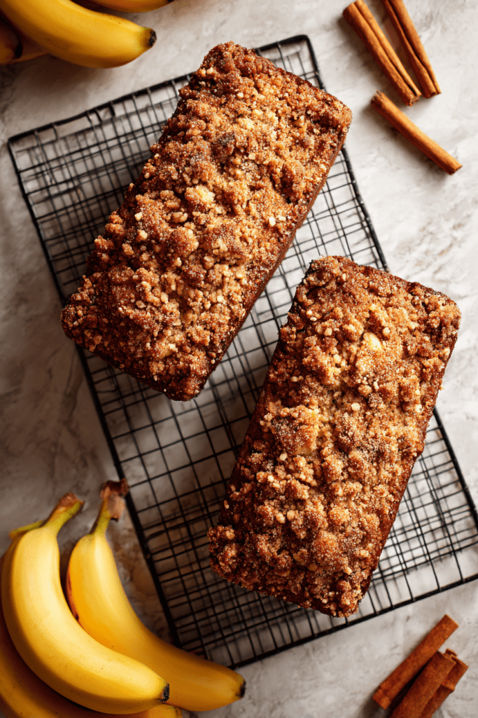 banana bread with crumb topping
