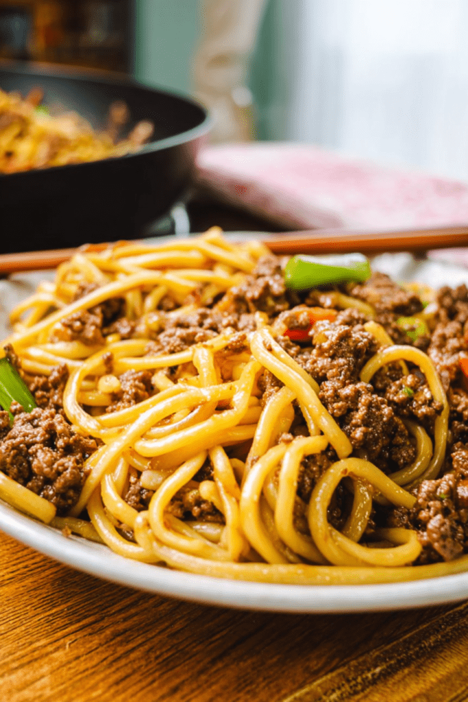Ground Beef Mongolian Noodles