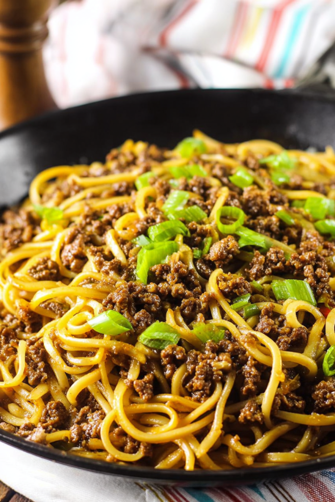 Ground Beef Mongolian Noodles