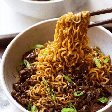 Asian Caramelised Beef Ramen Noodles
