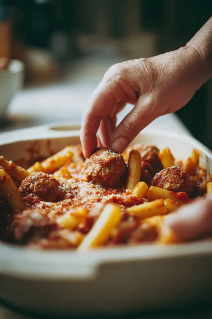 One pan meatball casserole