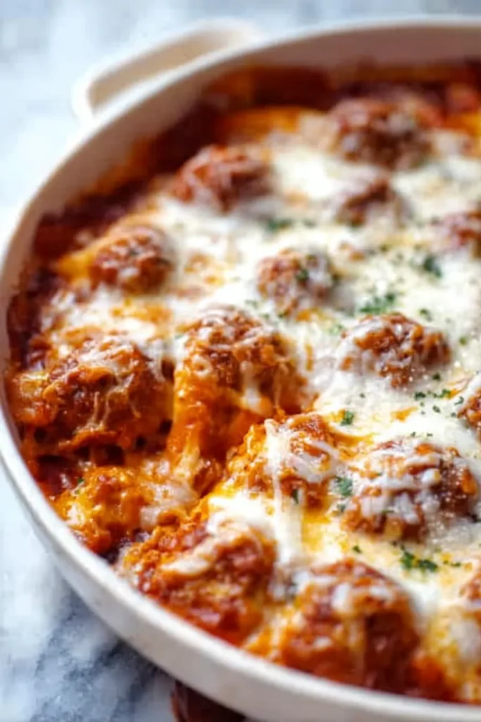 One pan meatball casserole