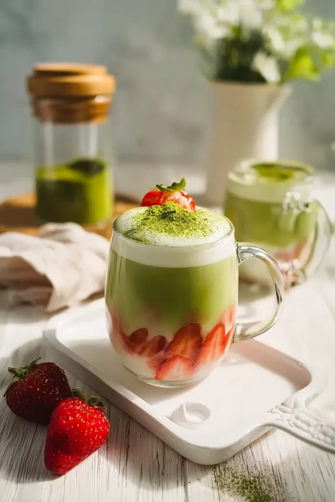 strawberry matcha latte